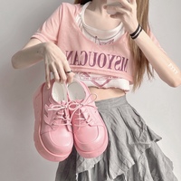 Original Fashion Wing Pink Platform Shoes - Thumbnail 5