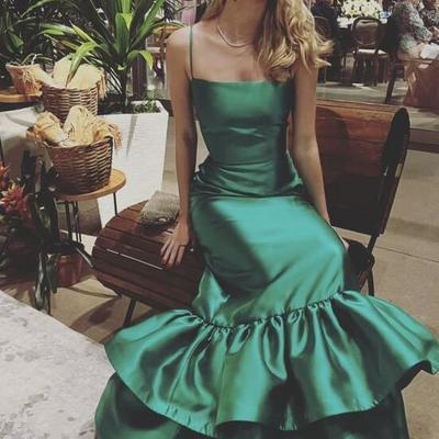 New arrive straps green prom dresses
