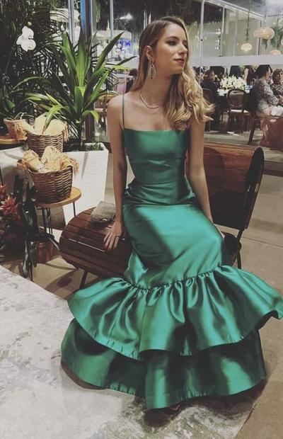 New arrive straps green prom dresses