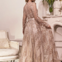 Sparkly V Neck Mother of the Bride Dresses with Sleeves  - Thumbnail 1