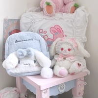 Cute Japanese Cinnamoroll My Melody Blue & Pink Fluffy Plush Backpack Bag - Thumbnail 1
