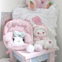 Cute Japanese Cinnamoroll My Melody Blue & Pink Fluffy Plush Backpack Bag - Thumbnail 7