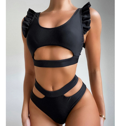 Temperament Solid Color Swimwear Two Piece Set