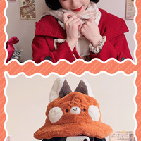 Cute Plush Doll Red Fox Warm Winter Hat - Thumbnail 2