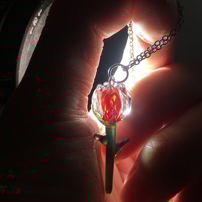 Pretty crystal transparent handmade eternal rose valentine jewelry power energy chains necklace pendant