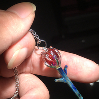 Pretty Crystal Transparent Handmade Eternal Rose Valentine Jewelry Power Energy Chains Necklace Pendant - Thumbnail 5