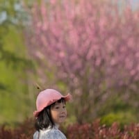 Handmade Cherry Blossom Peach Pink Fairy Flower Cute Wool Hat - Thumbnail 8