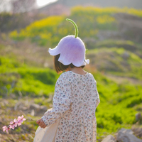 Handmade Bell Orchid Lily of Valley Purple Fairy Flower Cute Wool Baby Kids Hat - Thumbnail 1