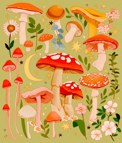 Mossy Mushroom Print 