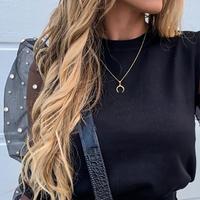 Women's Pearl Long Sleeve Bubble Sleeve Top - Thumbnail 2