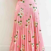 Elegant Fashion Women's Flower Pink Skirt - Thumbnail 2