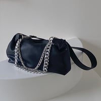 Fashion Black Shoulder Bag With Big Chain  - Thumbnail 5