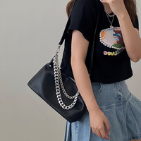 Fashion Black Shoulder Bag With Big Chain  - Thumbnail 1