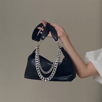 Fashion Black Shoulder Bag With Big Chain  - Thumbnail 4
