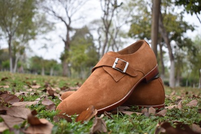 Top Trendy Men's Brown Hand Stitch Single Monk Strap Shoes, Formal Wear Shoes