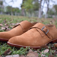 Top Trendy Men's Brown Hand Stitch Single Monk Strap Shoes, Formal Wear Shoes - Thumbnail 1