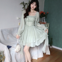 Princess Fairytale Girl Corset Women Fashion Angel Elf Fairy Layered Green Tulle Short Dress - Thumbnail 6
