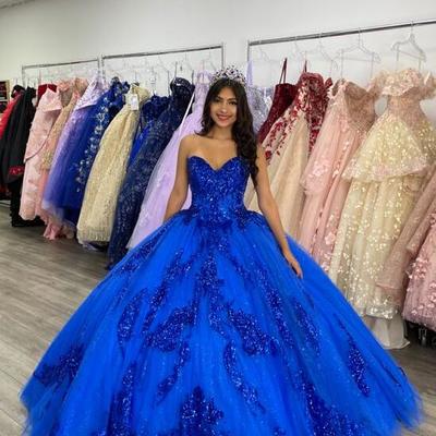 Sweetheart royal blue ball gown prom dresses - Thumbnail 3