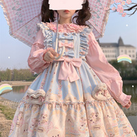 Japanese Girl Cute Doll Collar Elegant Lace Pink & White Long Sleeve T Shirt Blouse Top - Thumbnail 5