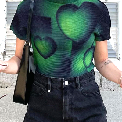 Y2k green heart top