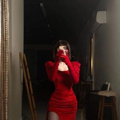 A line sexy red long split prom dresses - Thumbnail 1