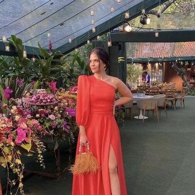 Charming a line long one shoulder prom gowns - Thumbnail 1