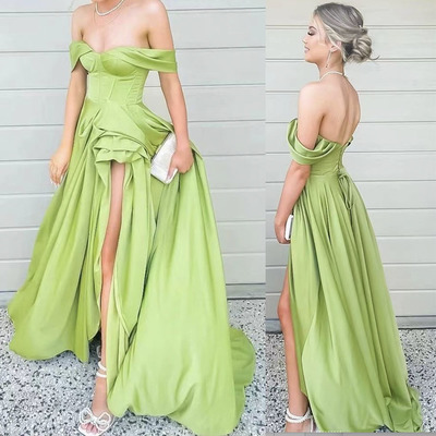 Prom Dresses Off Shoulder Slit Side Floor Length