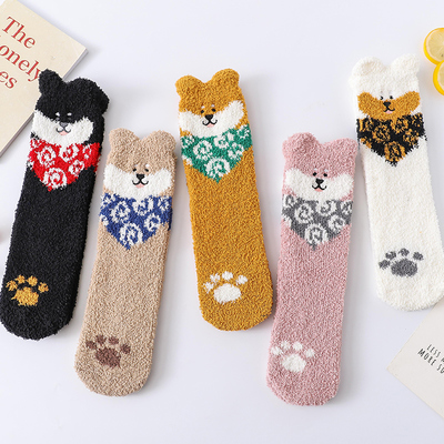 Cute Shiba Inu Dog Japanese Cartoon Autumn Winter Warm Thick Plush Socks Set