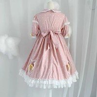 Plus Size Women Cute Japanese Girl Summer Bow Candy Princess Blue & Pink Dress - Thumbnail 7