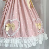 Plus Size Women Cute Japanese Girl Summer Bow Candy Princess Blue & Pink Dress - Thumbnail 8