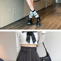 Plus Size Women Korean Girl Brown Black Gray High Waist Pleated Skirt - Thumbnail 6