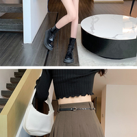 Plus Size Women Korean Girl Brown Black Gray High Waist Pleated Skirt - Thumbnail 4