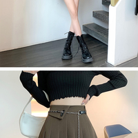 Plus Size Women Korean Girl Brown Black Gray High Waist Pleated Skirt - Thumbnail 3