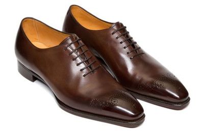 Unique Men's Hand Stitch Brown Brogue Genuine Leather Lace Up Formal Shoes
