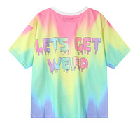 Harajuku wind gradient rainbow colored T-shirt female ghost monster - Thumbnail 4