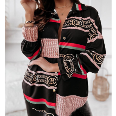 Elegant women's long sleeve printed shirt