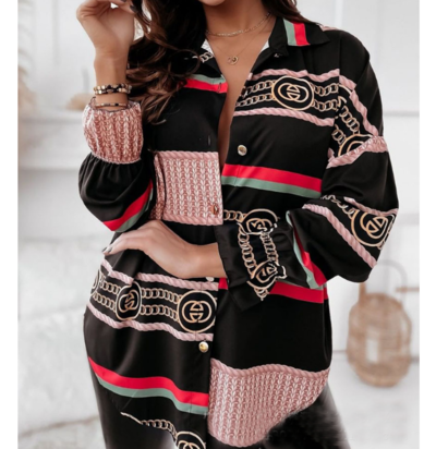 Elegant Women's Long Sleeve Printed Shirt