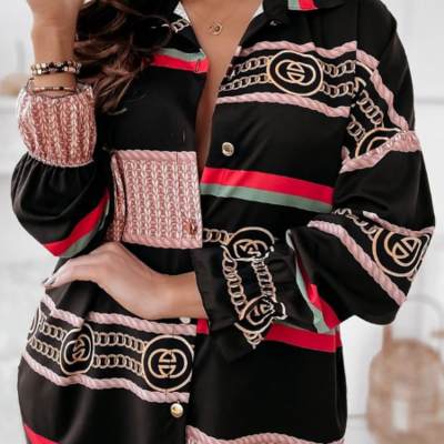 Elegant women's long sleeve printed shirt