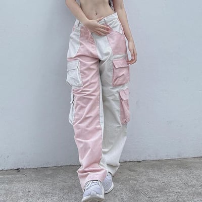 Pink contrast patchwork cargo pants - Thumbnail 5