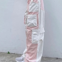Pink Contrast Patchwork Cargo Pants - Thumbnail 4