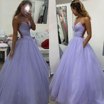 Sparkly Prom Dresses Criss Cross Lavender