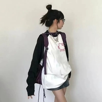 Kitty Cat Anime Cartoon Patchwork Long Sleeve T-shirt  - Thumbnail 4