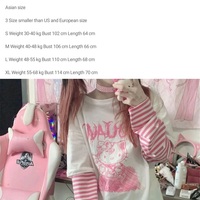 Cat Anime Print Loose Stripe Long Sleeve T-shirt  - Thumbnail 5