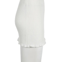 White Knit Pencil Mini Skirt - Thumbnail 3