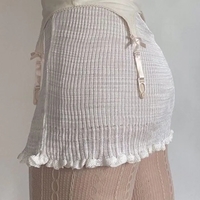 White Knit Pencil Mini Skirt - Thumbnail 8