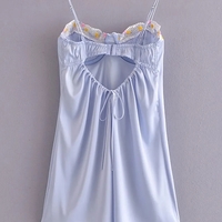 Light Blue Floral Embroidery Mini Dress - Thumbnail 1