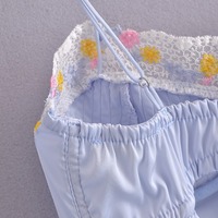 Light Blue Floral Embroidery Mini Dress - Thumbnail 2