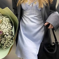 Light Blue Floral Embroidery Mini Dress - Thumbnail 4