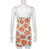 Blue Hibiscus Flower Mini Dress - Thumbnail 5
