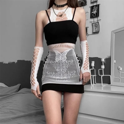 Butterfly lace halter neck dress + gloves  - Thumbnail 3